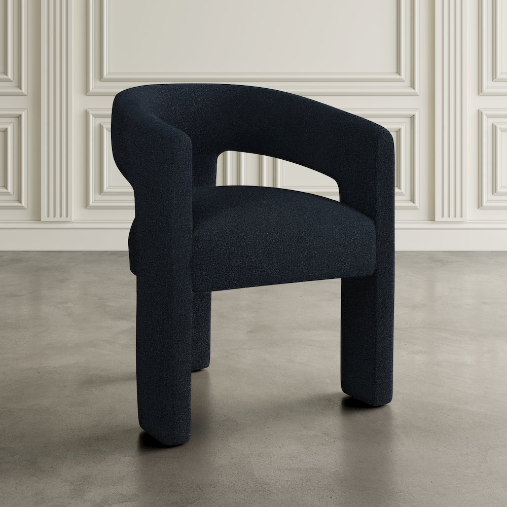 Sven Modern Contemporary Upholstered Three-Leg Curved Back Dining Chair. Picture 8