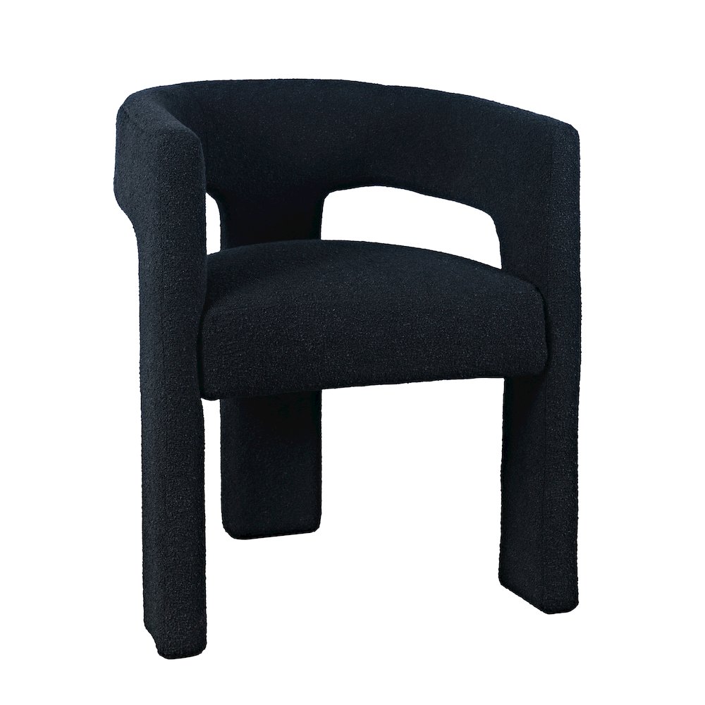 Sven Modern Contemporary Upholstered Three-Leg Curved Back Dining Chair. Picture 2