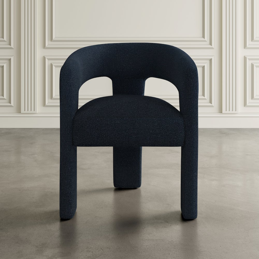 Sven Modern Contemporary Upholstered Three-Leg Curved Back Dining Chair. Picture 7