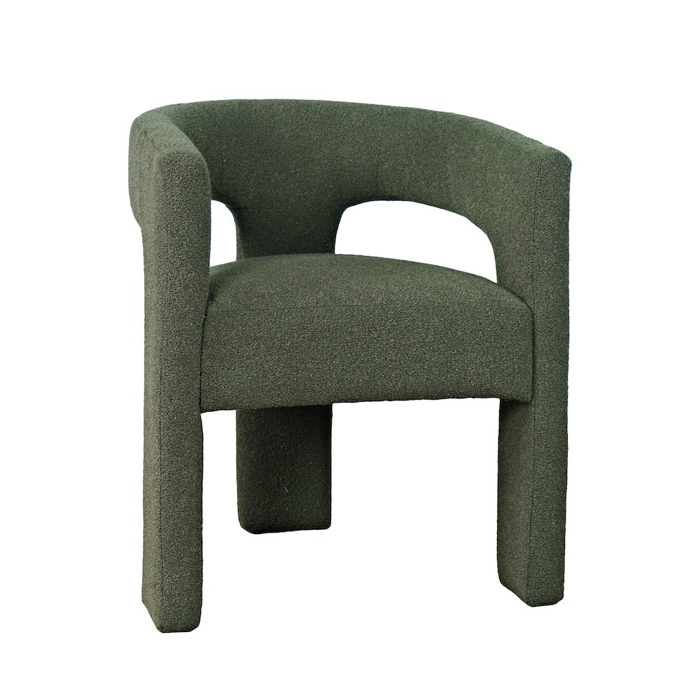 Sven Modern Contemporary Upholstered Three-Leg Curved Back Dining Chair. Picture 2