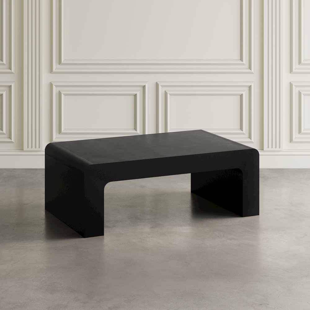 Brooklyn 50" Mid-Century Modern Solid Wood Waterfall Curved Coffee Table. Picture 9