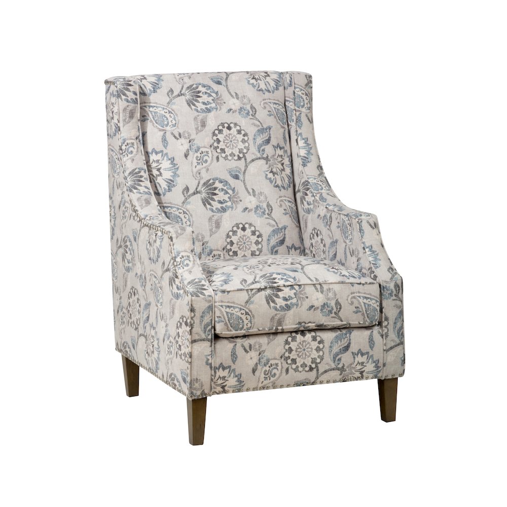 Paisley Fabric Transitional Upholstered Accent Chair with Nailhead Trim. Picture 3