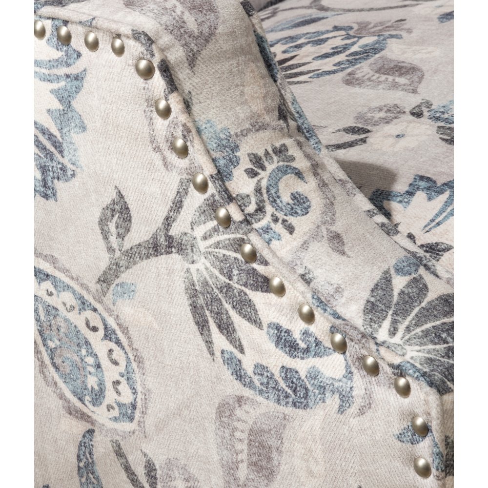 Paisley Fabric Transitional Upholstered Accent Chair with Nailhead Trim. Picture 4