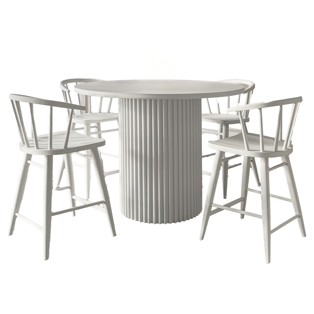 5-Piece Counter Height Dining Set with Round Table and Spindle Back Barstools. Picture 1