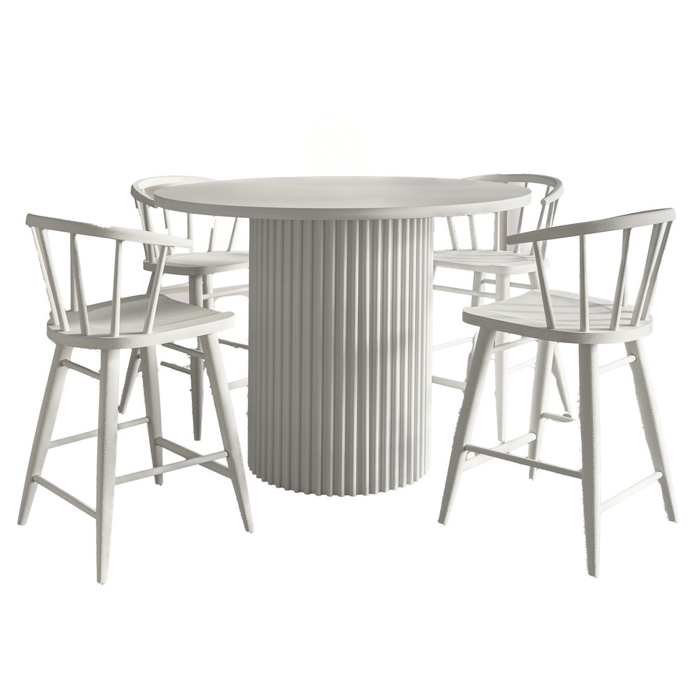 5-Piece Counter Height Dining Set with Round Table and Spindle Back Barstools. Picture 2