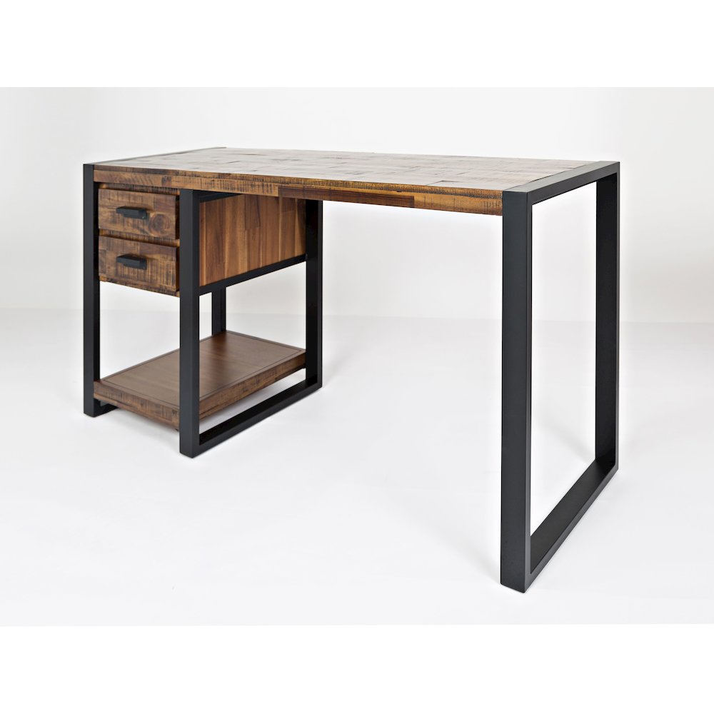 Loftworks 54" Modern Industrial Distressed Acacia Desk with Drawers and Storage. Picture 2