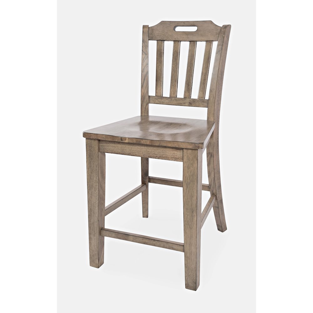 Solid Wood Slatback Handle Counter Height Barstool (Set of 2). Picture 2