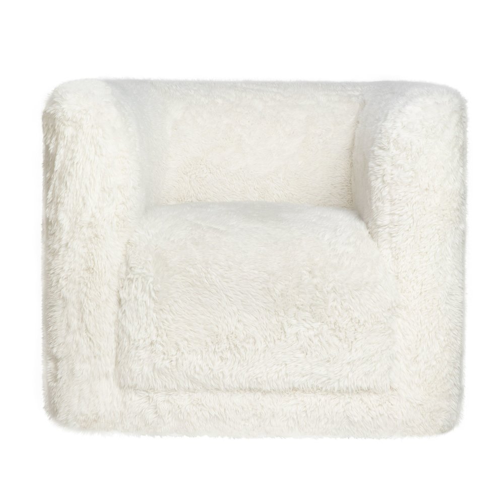Huggy Luxury Plush Faux Fur Upholstered Swivel Accent Chair. Picture 1