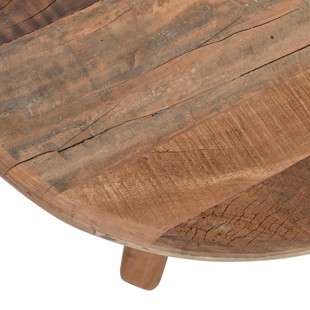 4" Round Rustic Reclaimed Solid Wood Coffee Table. Picture 4