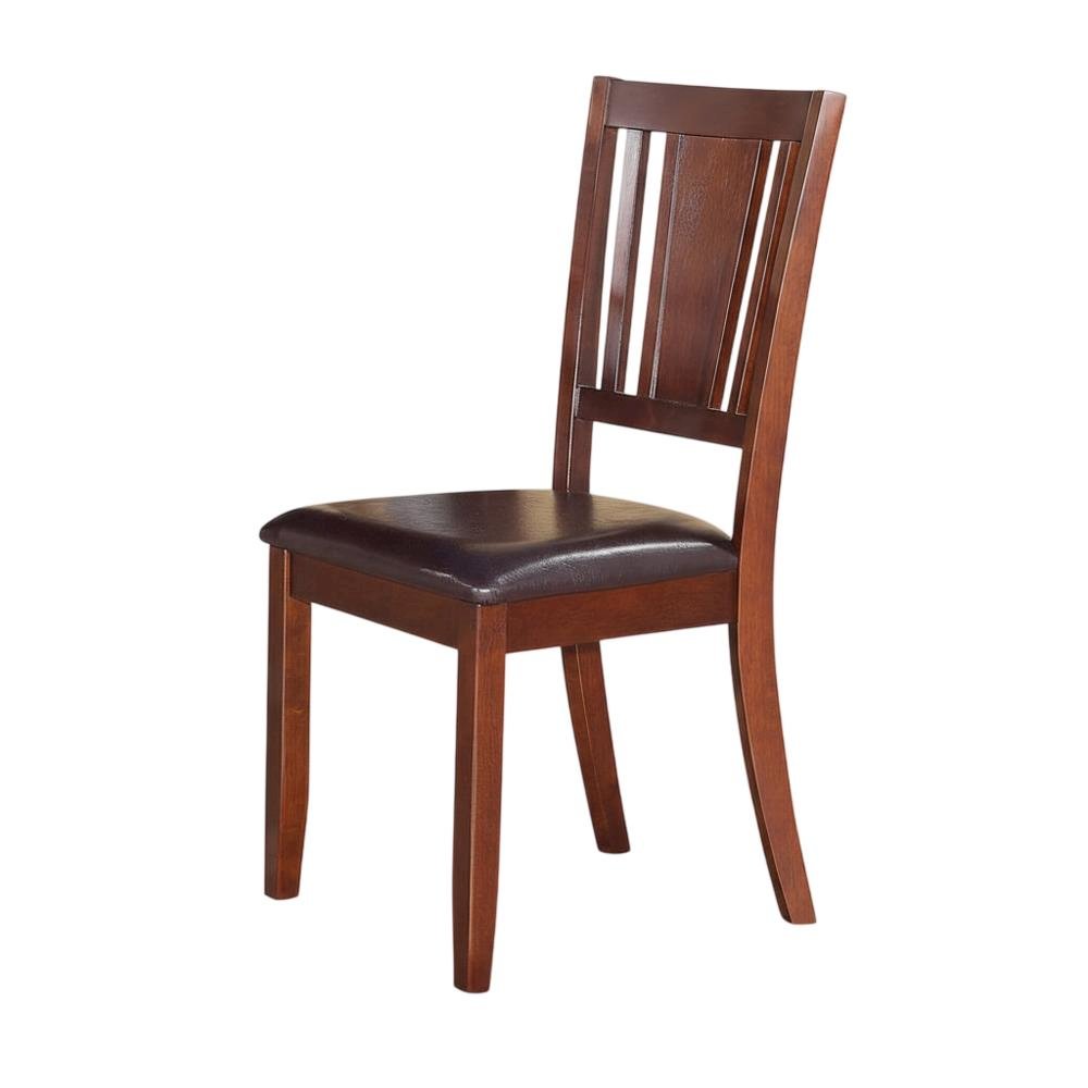 Dudley  Dining  Chair  with  Faux  Leather  upholstered  Seat  in  Mahogany  Finish,  Set  of  2. Picture 5