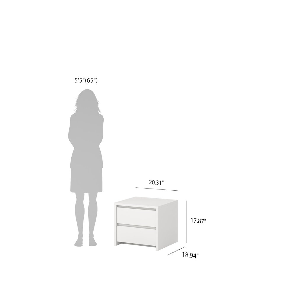 Next 17-Inch Tall 2-Drawer Nightstand - Set of 2, White. Picture 7