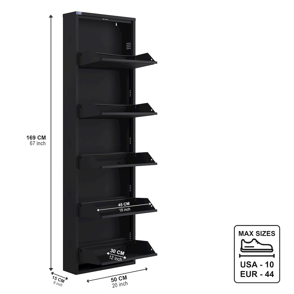 Antibacterial 5 Tier metal shoe cabinet side holes. Picture 7