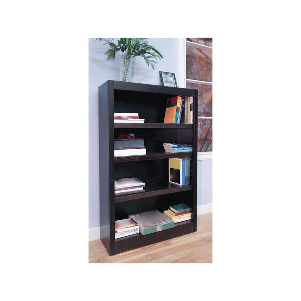Concepts in Wood Single Wide Bookcase, 4 Shelves, Espresso Finish. Picture 4