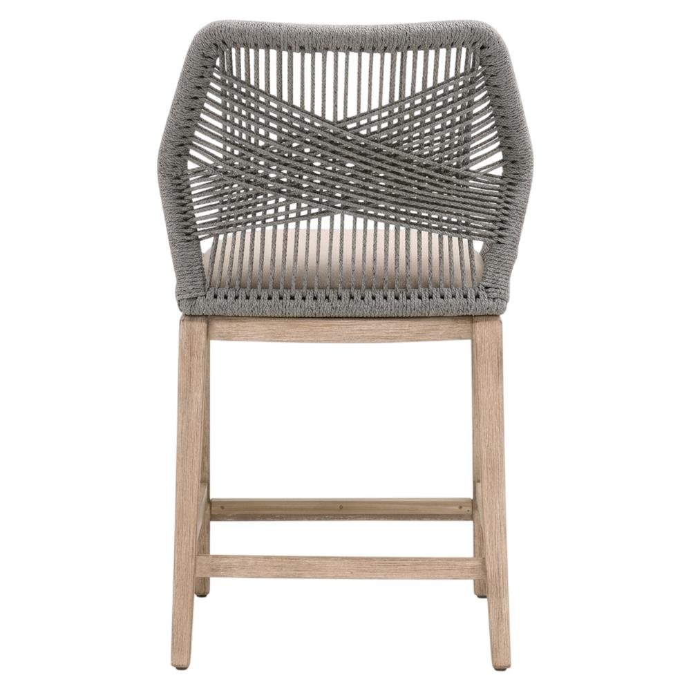 Gray Mahogany Counter Stool with Linen-Blend Upholstery and Footrest. Picture 5