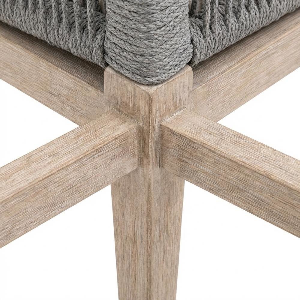 Gray Mahogany Counter Stool with Linen-Blend Upholstery and Footrest. Picture 8