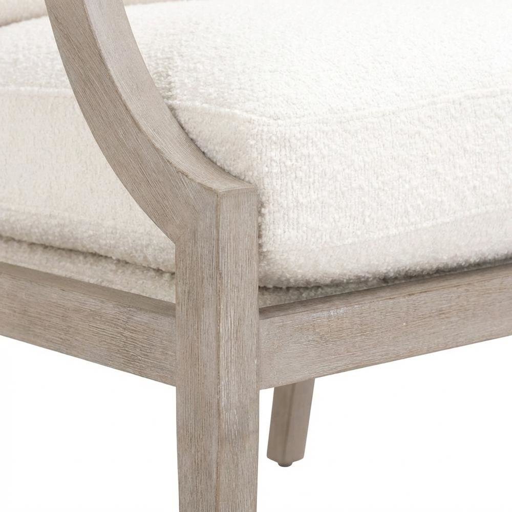 Transitional Outdoor Club Chair with Removable Boucle Snow Cushion, Solid Frame. Picture 6
