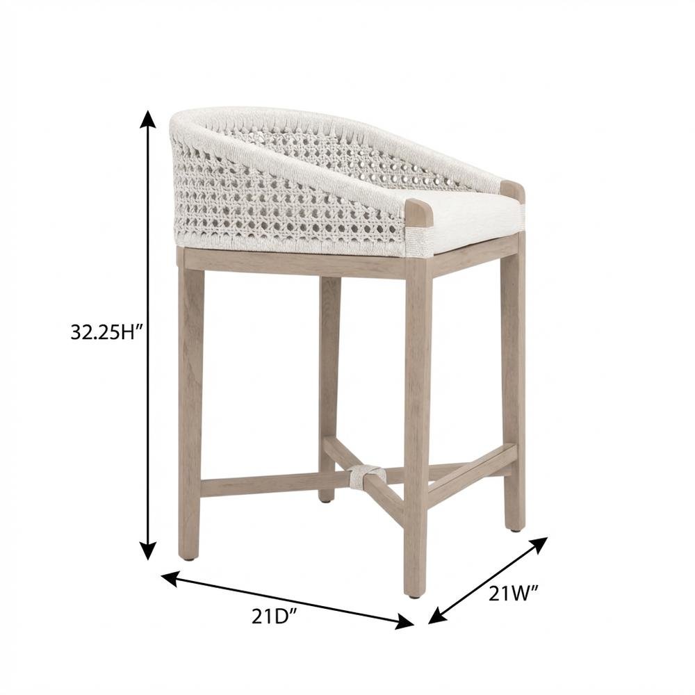 Outdoor Counter Stool with Reversible Cushion and Teak Frame. Picture 7