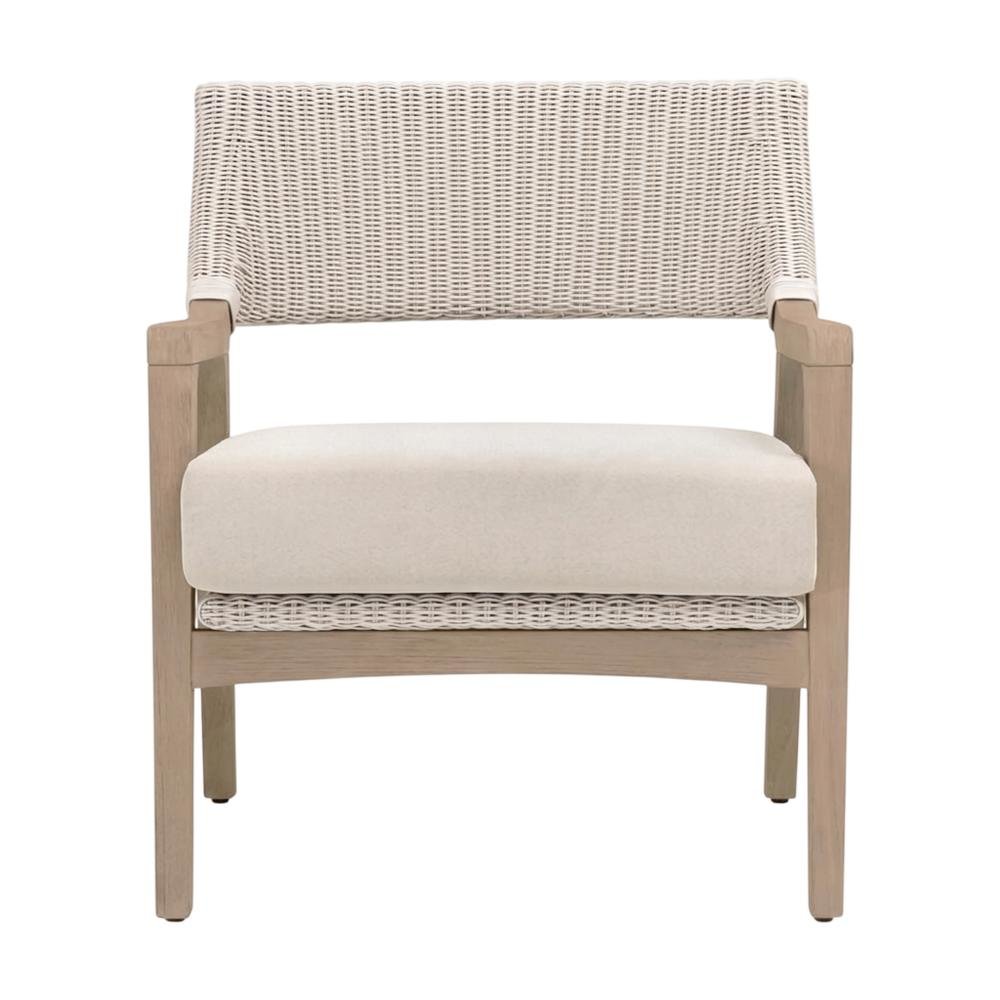 Transitional Outdoor Club Chair with Washed Ever Teak Finish, Performance Fabric. Picture 4