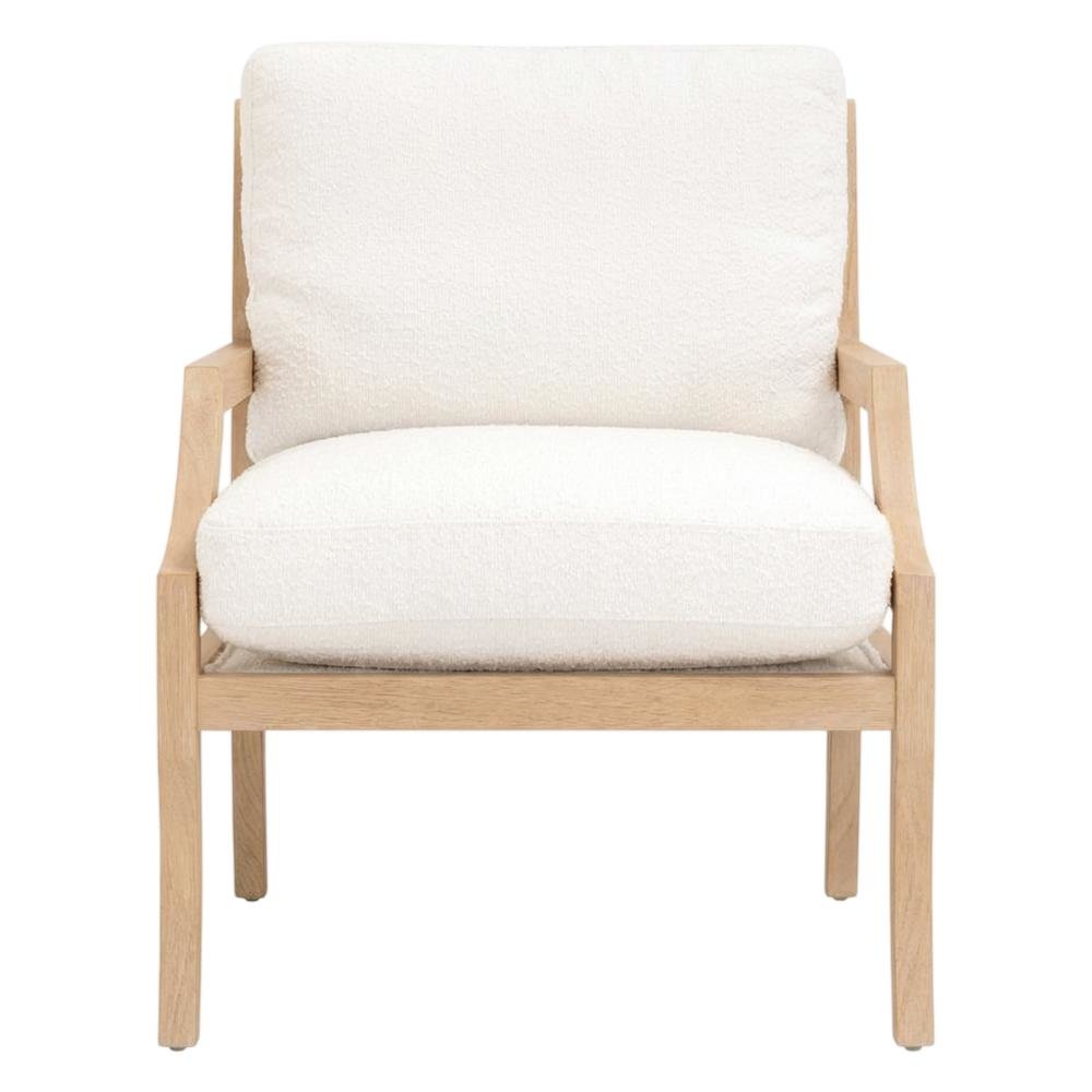 Transitional Outdoor Club Chair with Removable Boucle Snow Cushion, Solid Frame. Picture 4