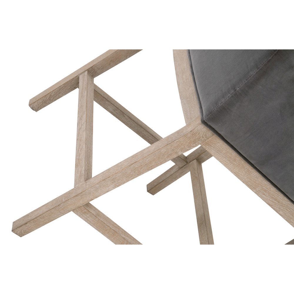 Gray Counter Stool, Solid Oak Wood Base, Velvet Cushion. Picture 8