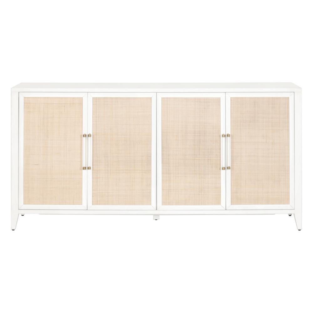 White Buffet Cabinet with Storage – Rattan Sideboard Cabinet for Bar Use. Picture 1