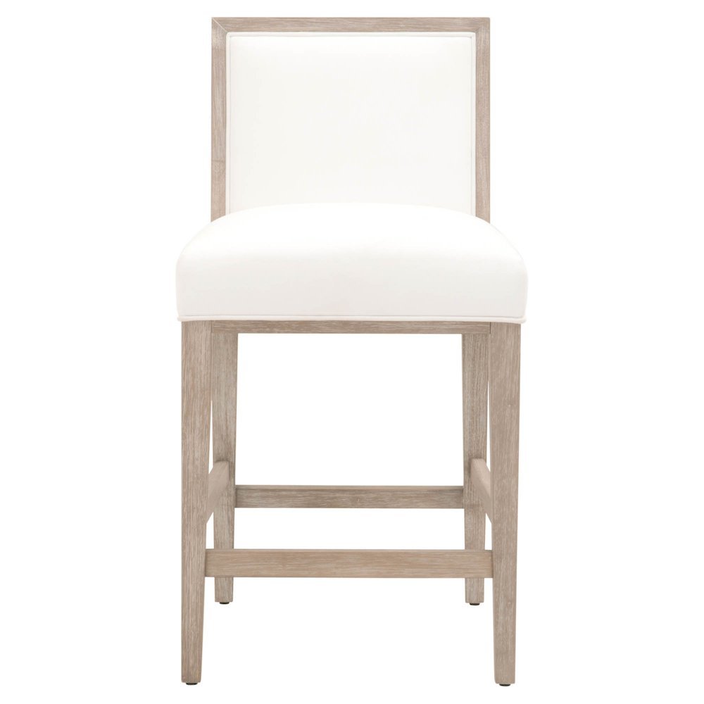 White Counter Stool 2-Piece Set, Upholstered, Rubberwood Frame. Picture 4