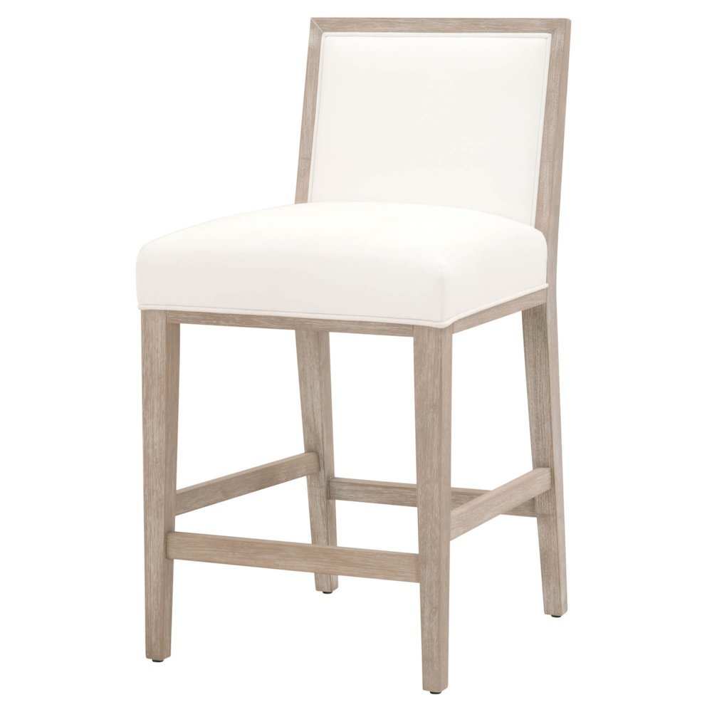 White Counter Stool 2-Piece Set, Upholstered, Rubberwood Frame. Picture 5