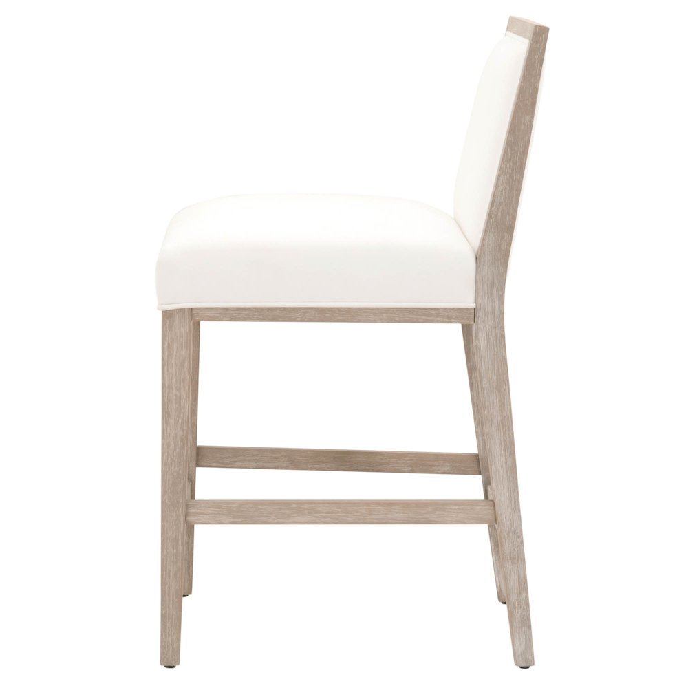 White Counter Stool 2-Piece Set, Upholstered, Rubberwood Frame. Picture 6