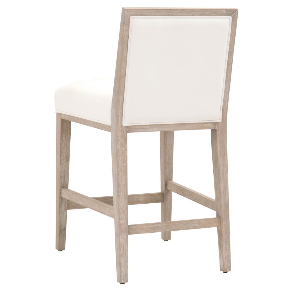 White Counter Stool 2-Piece Set, Upholstered, Rubberwood Frame. Picture 7