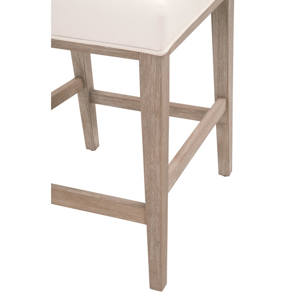 White Counter Stool 2-Piece Set, Upholstered, Rubberwood Frame. Picture 9