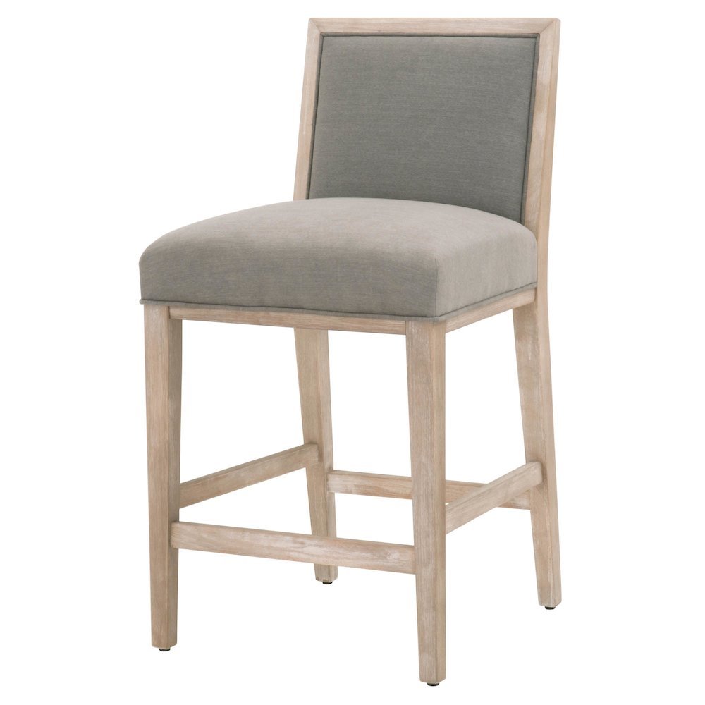 Gray Task Stool 2-Piece Set, Upholstered, Rubberwood Frame. Picture 5