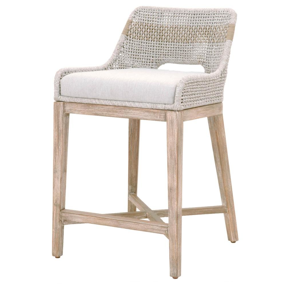 Gray Counter Stool with Mahogany Frame – Counter Height Chair Bar Seat. Picture 1