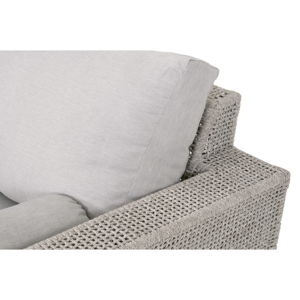 White Outdoor Sofa 90 Inches, Teak Base, Rope Weave, Removable Cushions. Picture 10