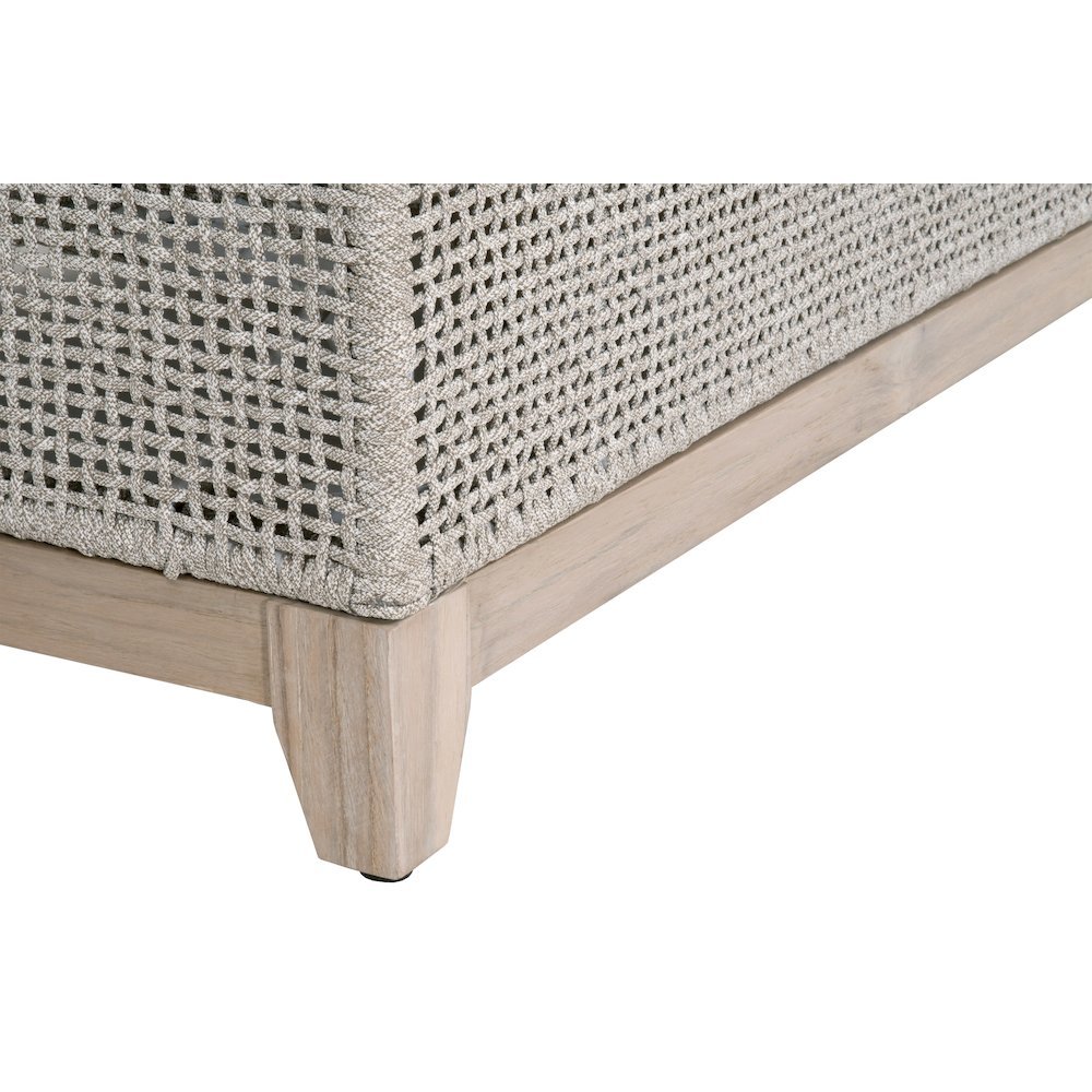 White Outdoor Sofa 90 Inches, Teak Base, Rope Weave, Removable Cushions. Picture 12