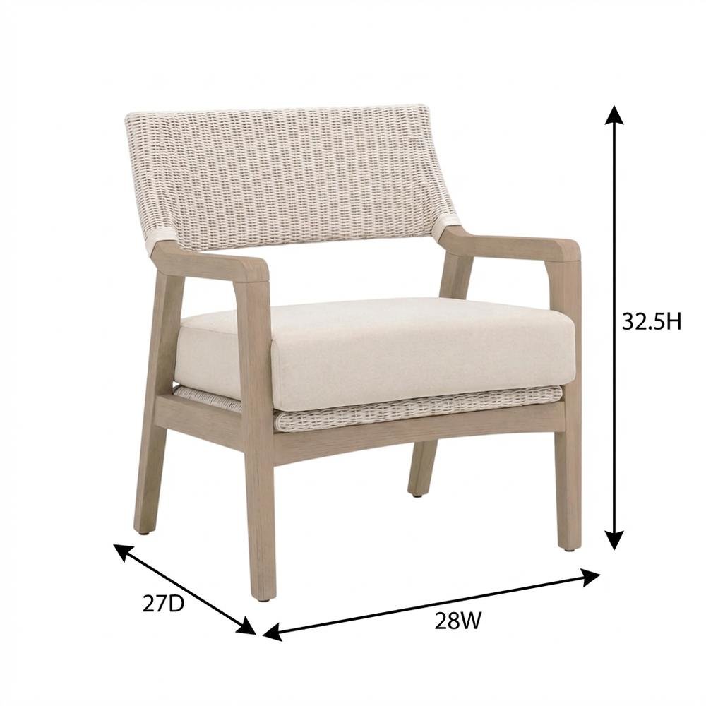 Transitional Outdoor Club Chair with Washed Ever Teak Finish, Performance Fabric. Picture 7