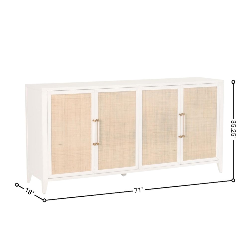 White Buffet Cabinet with Storage – Rattan Sideboard Cabinet for Bar Use. Picture 9
