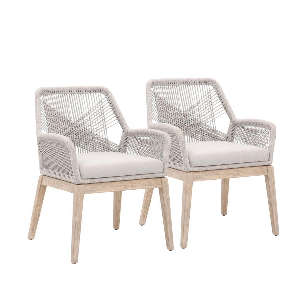 Gray Woven Armchair Set – Accent Chairs Set of 2 for Living Room Seating. Picture 4