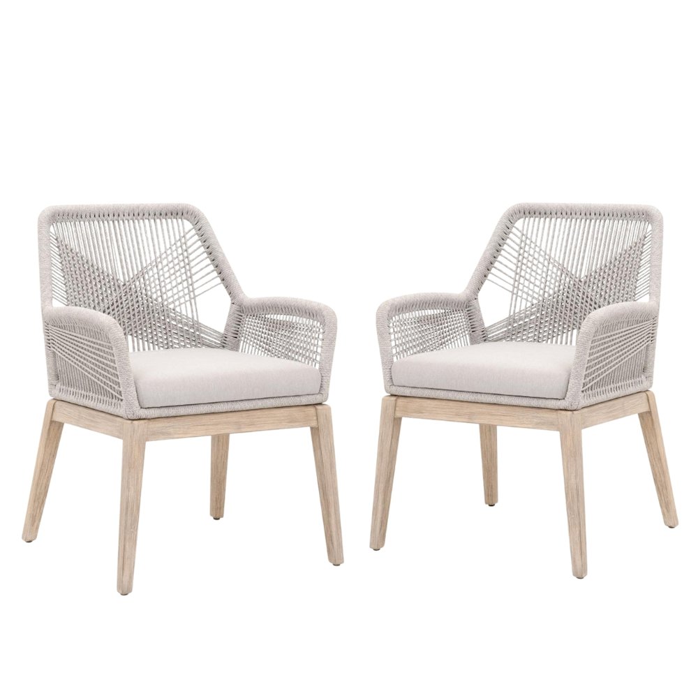 Gray Woven Armchair Set – Accent Chairs Set of 2 for Living Room Seating. Picture 1