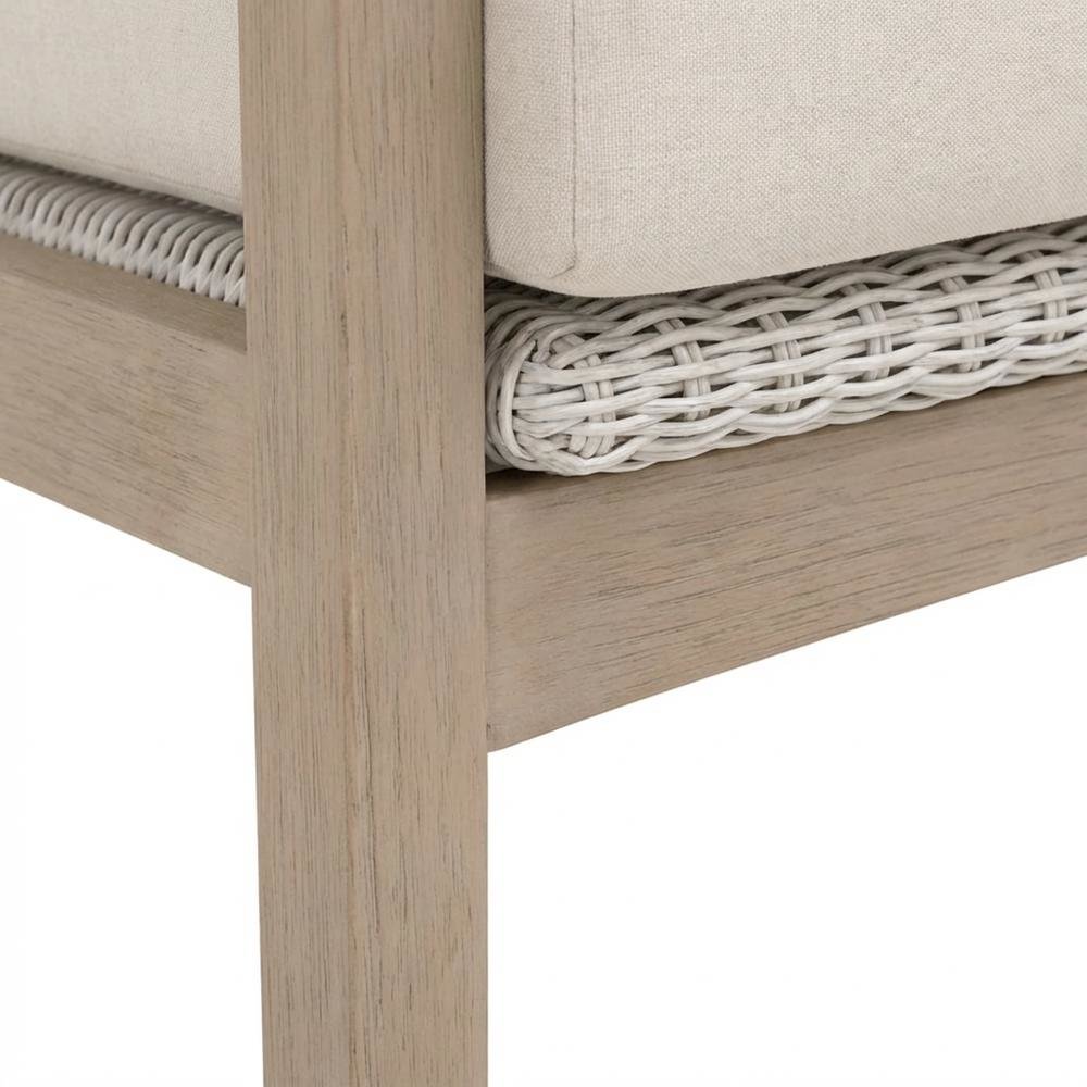 Transitional Outdoor Club Chair with Washed Ever Teak Finish, Performance Fabric. Picture 6
