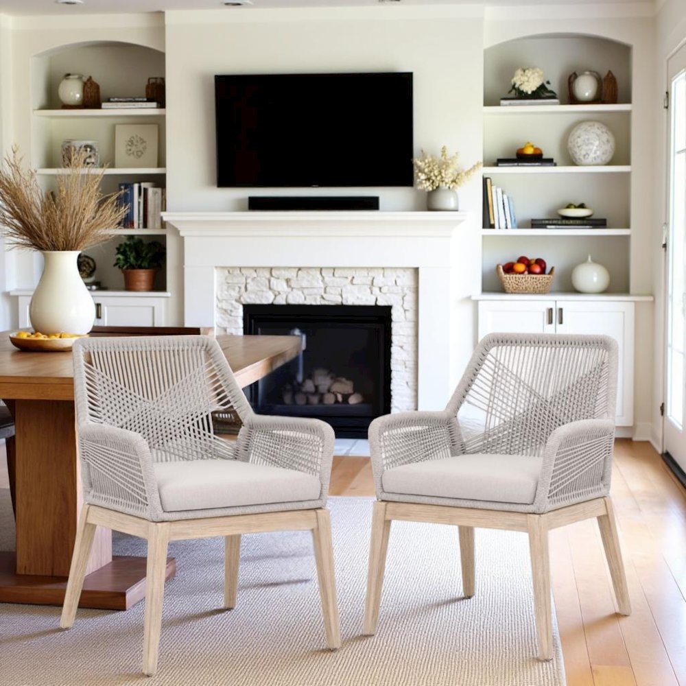 Gray Woven Armchair Set – Accent Chairs Set of 2 for Living Room Seating. Picture 3