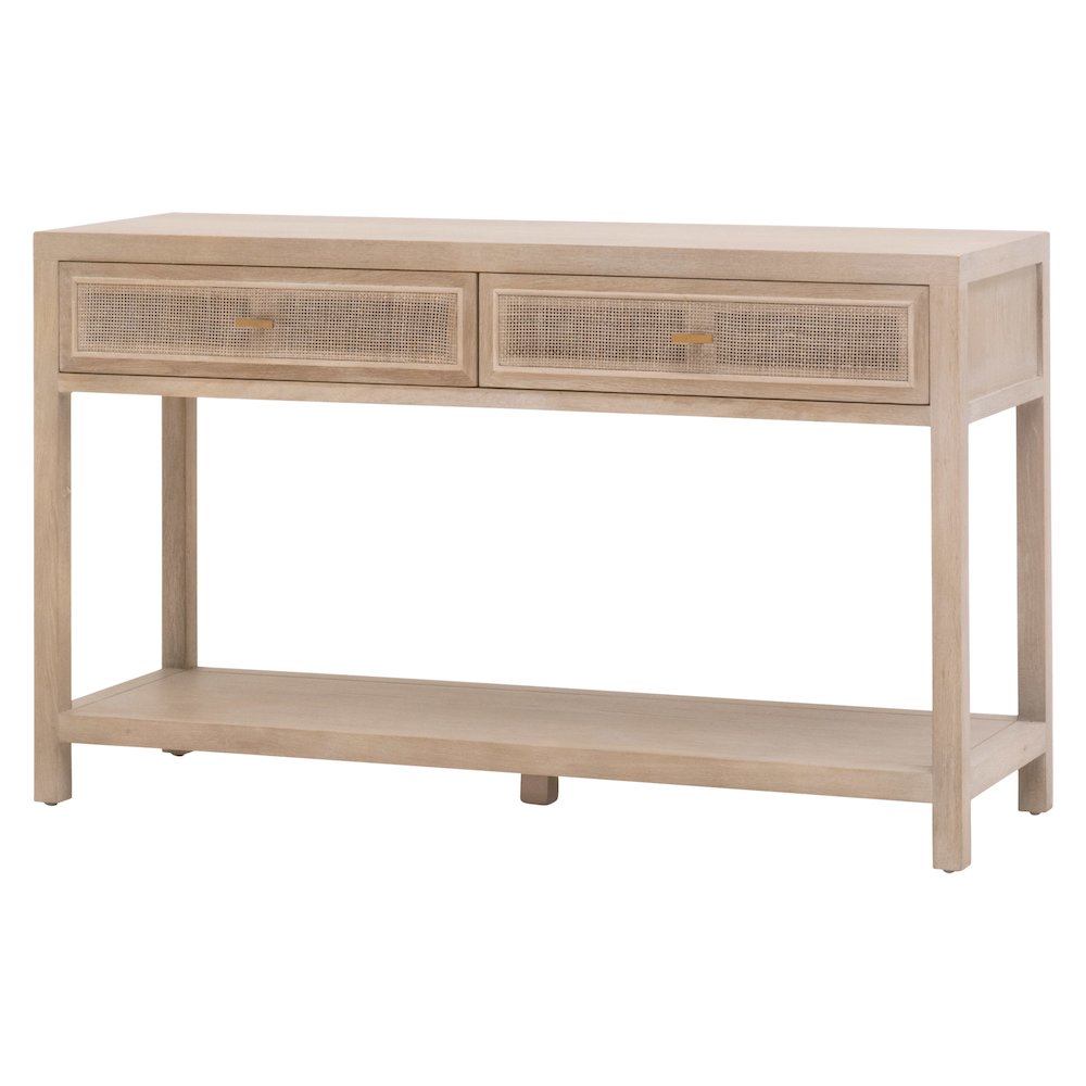 Bella Antique Transitional Cane 2-Drawer Entry Console. Picture 3