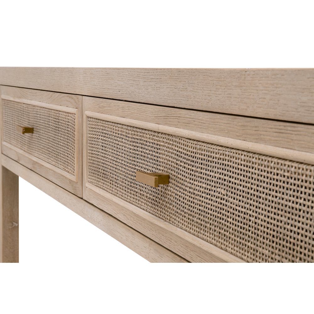 Bella Antique Transitional Cane 2-Drawer Entry Console. Picture 5