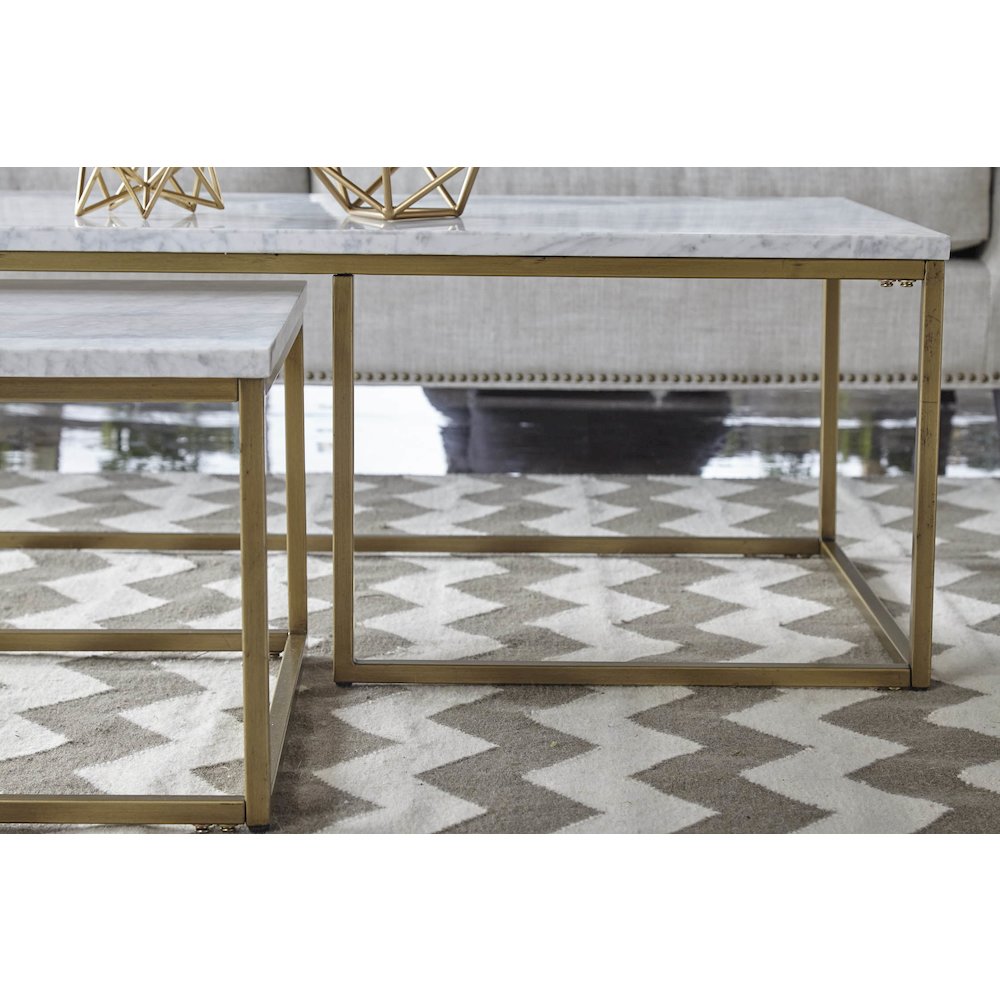 Traditions Transitional Carrera Nesting Coffee Table. Picture 9