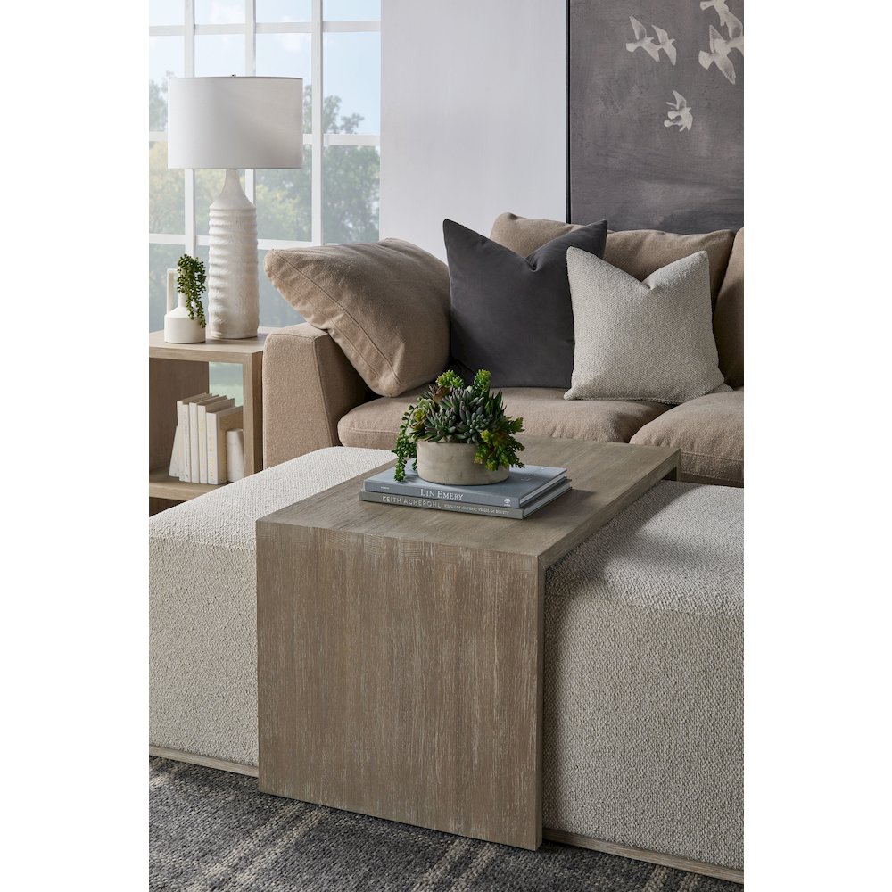 Traditions Transitional Dovetail Upholstered Coffee Table. Picture 19