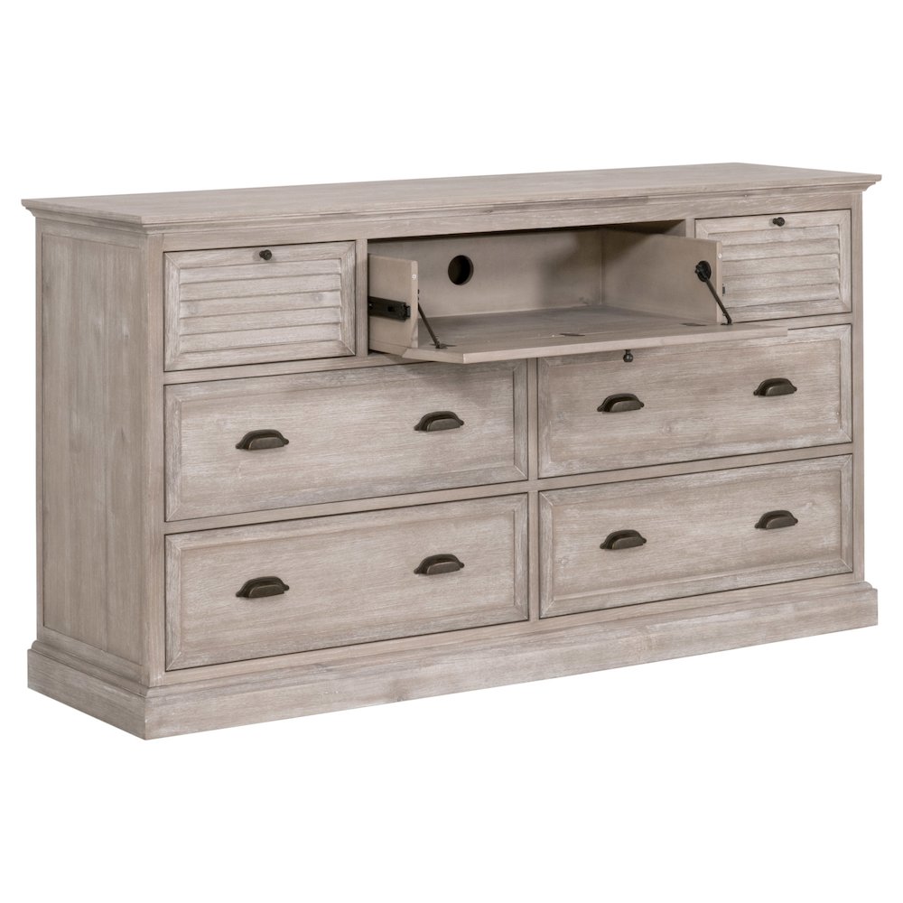 Traditions Transitional Eden 7-Drawer Media Dresser. Picture 6