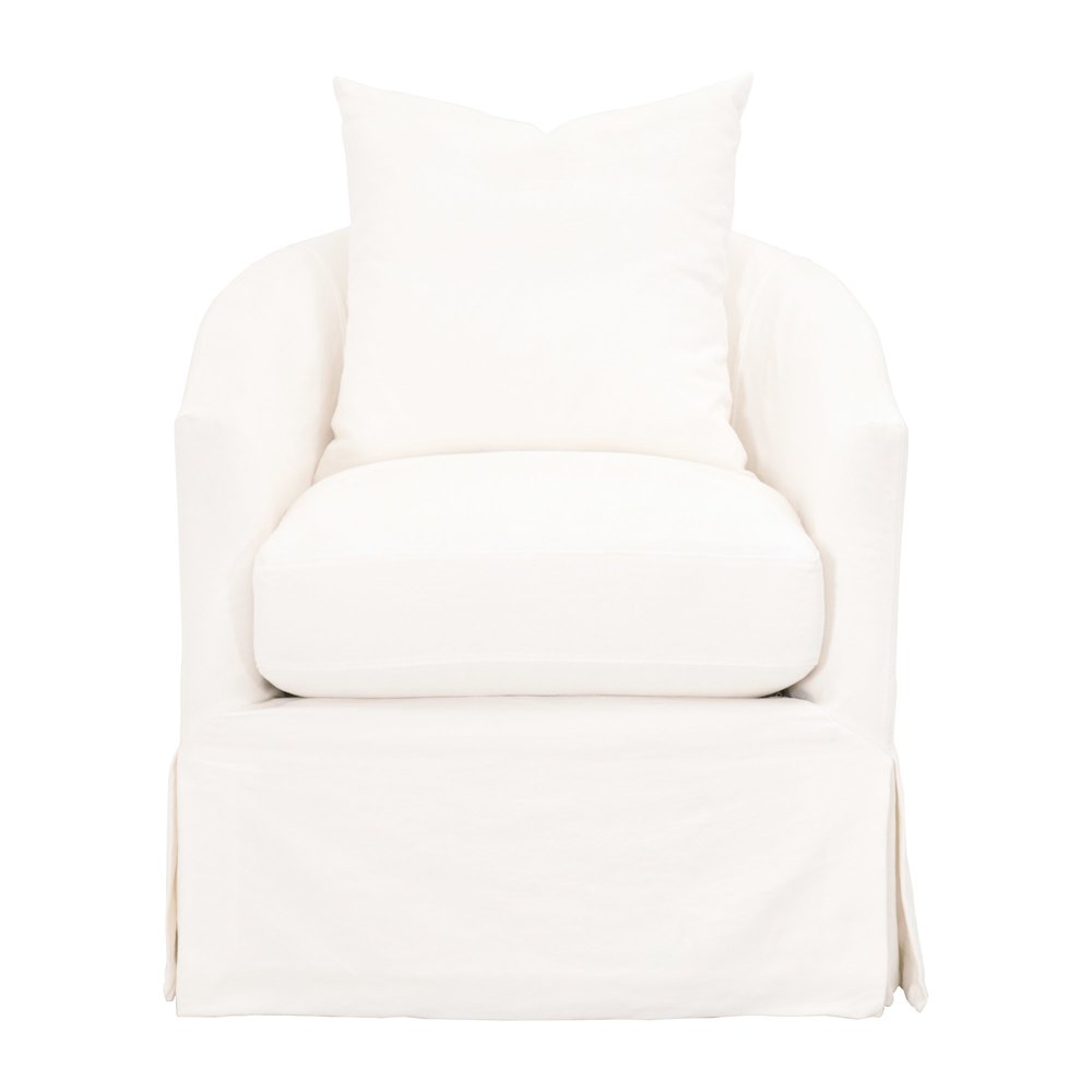 Stitch & Hand - Upholstery Transitional Faye Slipcover Swivel Club Chair. Picture 1