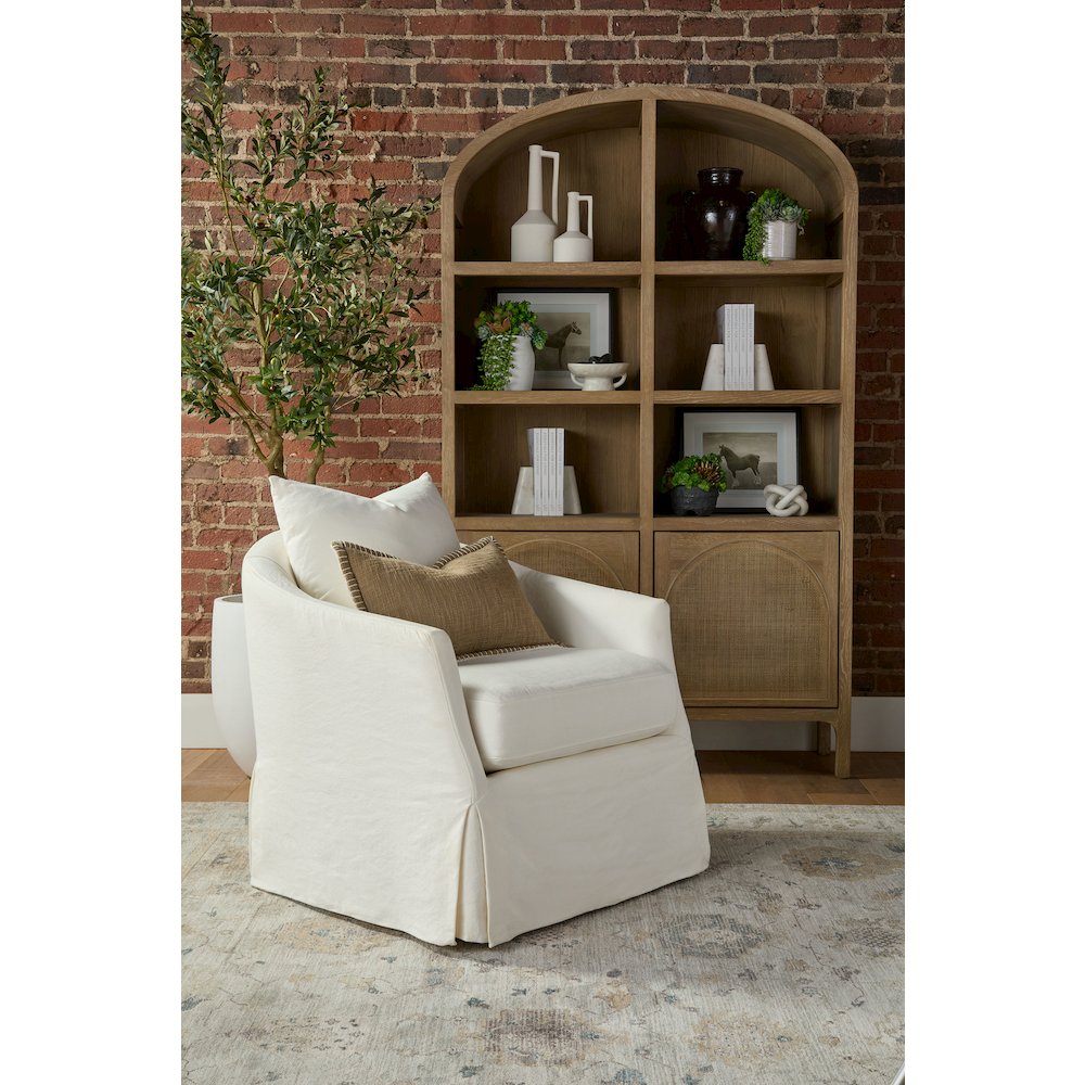 Stitch & Hand - Upholstery Transitional Faye Slipcover Swivel Club Chair. Picture 9