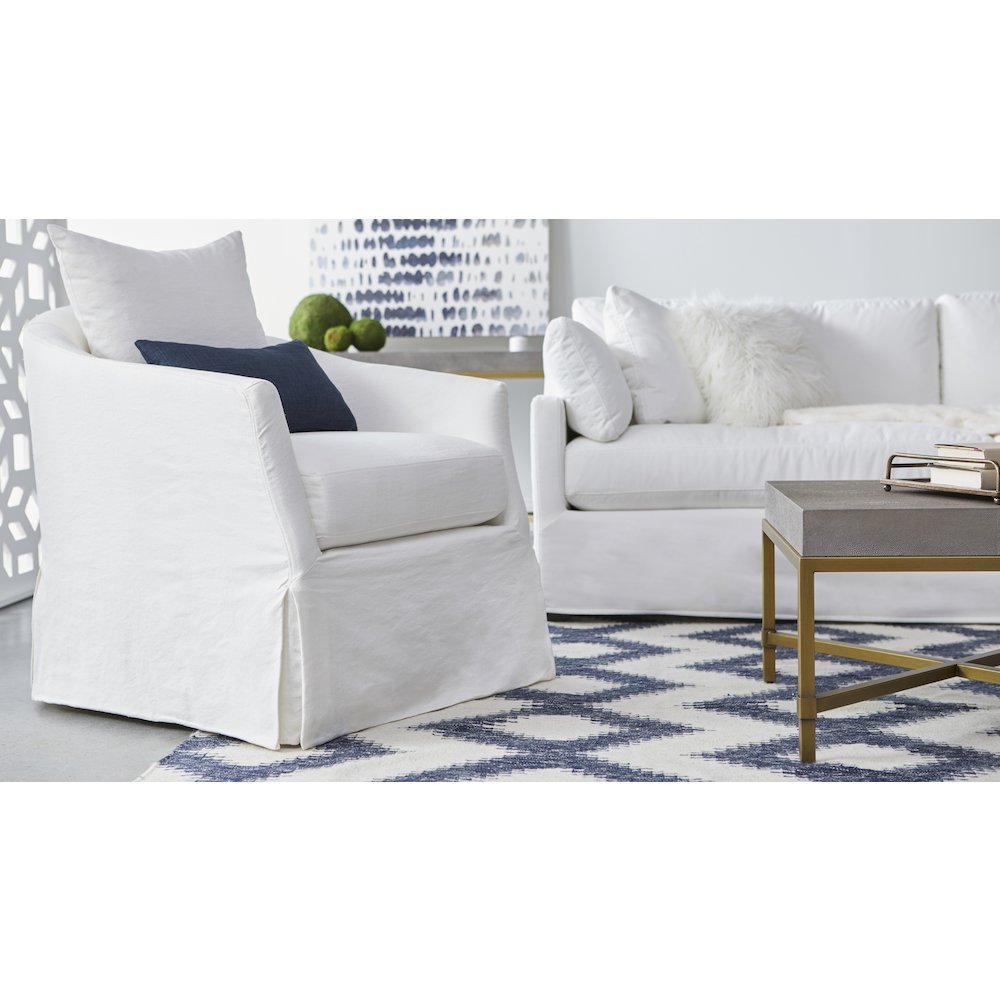 Stitch & Hand - Upholstery Transitional Faye Slipcover Swivel Club Chair. Picture 10