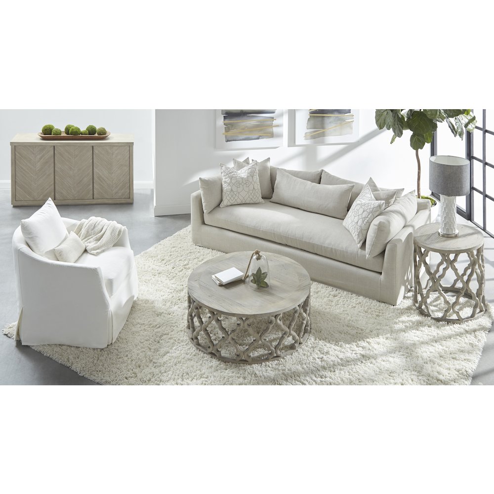 Stitch & Hand - Upholstery Transitional Faye Slipcover Swivel Club Chair. Picture 12