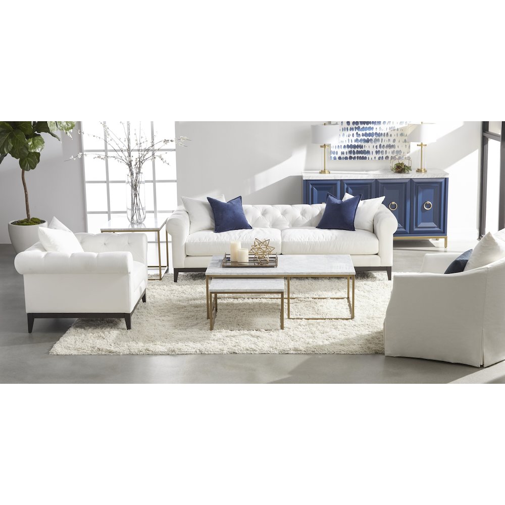 Stitch & Hand - Upholstery Transitional Faye Slipcover Swivel Club Chair. Picture 13